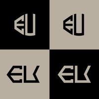 EU polygon, circle, triangle, hexagon, flat and simple letter logo set in one artboard. EU minimalist and classic logo. vector