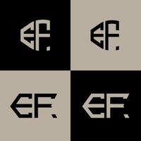 EF polygon, circle, triangle, hexagon, flat and simple letter logo set in one artboard. EF minimalist and classic logo. vector
