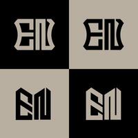EN polygon, circle, hexagon, flat and simple letter logo set in one artboard. EN minimalist and classic logo. vector