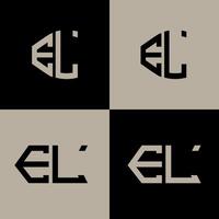 EL polygon, circle, triangle, hexagon, flat and simple letter logo set in one artboard. EL minimalist and classic logo. vector