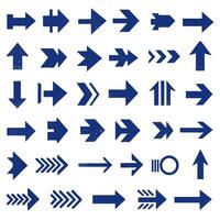 Blue Arrows Symbols Icons Set with Straight Lines Dotted and Zigzag Patterns vector
