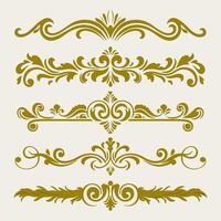 Chartreuse color classic intricate design ornate elements decorative, swirls, dividers, borders vector