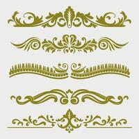 Chartreuse color vintage intricate design ornate elements decorative, swirls, borders vector