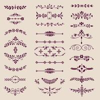 Set of decorative elements for design, vintage style vector