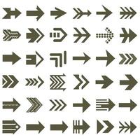 Collection of Khaki arrow symbols icons on white background vector