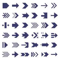 Periwinkle Arrow Icon Set with Diverse Designs and Orientations vector