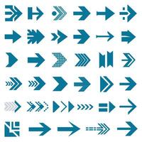 Aquamarine Arrow Icon Set with Diverse Designs and Orientations vector