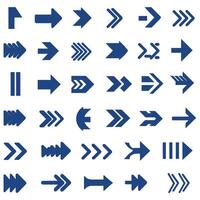 Blue Arrow Icon Set with Diverse Designs and Orientations vector