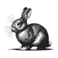A black and white drawing of a rabbit vector