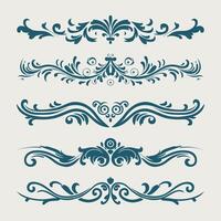 Cerulean color beautiful intricate design ornate elements decorative, swirls, borders vector