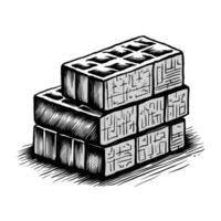 A drawing of a stack of bricks vector