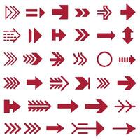 Red Arrows Symbols Icons Set with Straight Lines Dotted and Zigzag Patterns vector