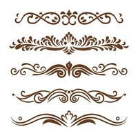 Brown color elegant intricate design ornate elements decorative, swirls, frames, dividers, borders vector