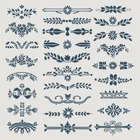 Set of vintage floral design elements, decorative elements, decorative elements, decorative elements, decorative elements, vector