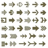 Khaki Arrows Symbols Icons Set with Straight Lines Dotted and Zigzag Patterns vector