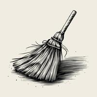 A broom with a handle and a long handle vector