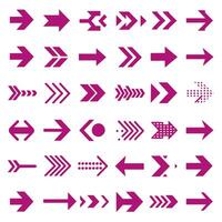 Various arrows and arrows in pink on white background vector
