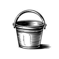 A black and white drawing of a bucket vector