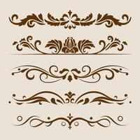 Brown color vintage intricate design ornate elements decorative, swirls, frames, frames, borders vector