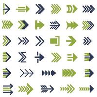 Lime Arrows Symbols Icons Set with Straight Lines Dotted and Zigzag Patterns vector