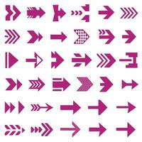 Pink Arrows Symbols Icons Set with Straight Lines Dotted and Zigzag Patterns vector