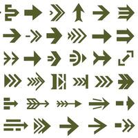 Olive Arrow Icon Set with Diverse Designs and Orientations vector