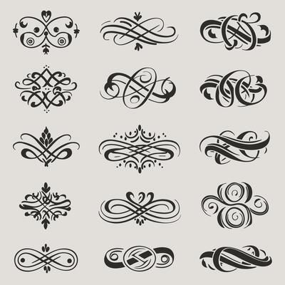 Set of vintage calligraphic design elements