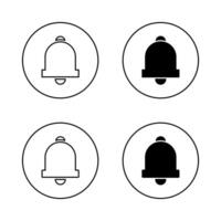 Notification bell icon set on circle line. Alarm, reminder concept vector