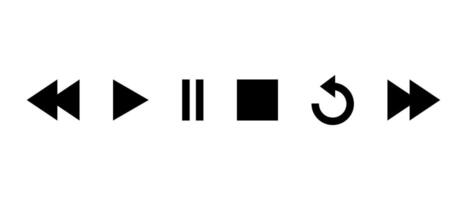 Rewind, play, pause, stop, repeat, and forward icon. Media player control button vector