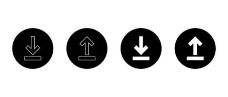 Download and upload icon on black circle. Downloading and uploading concept vector