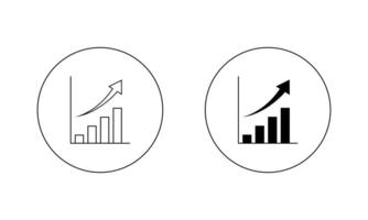 Statistic icon on circle line. Increase graph concept vector