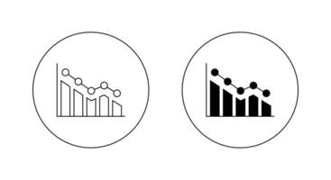 Decrease graph icon on circle line. Statistic concept vector