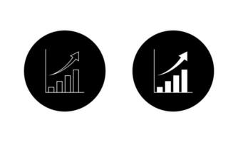 Statistic icon on black circle. Increase graph concept vector