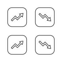Uptrend and downtrend arrow line icon on square line. Statistic sign symbol vector