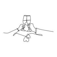 Couple Drinks Wine in a Minimal Trendy Linear Style vector