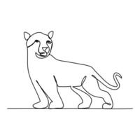 Continuous one line drawing. Tiger jumping symbol. vector