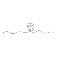 Hands holding heart continuous one line drawing. Love concept. vector