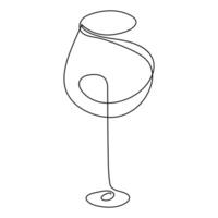 Continuous one line drawing of two glasses of wine Minimalist linear concept of celebrate vector