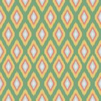 Seamless Pastel Tribal Geometric Pattern with Ikat Motifs in Southwestern Style - Diamond Shapes, Zigzag Lines, Ethnic Boho Design in Soft Green, Mustard, Blush, and Aqua Colors for Textiles vector