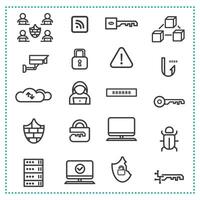 Cyber Security Outline Icon, Element, Symbol Set. vector