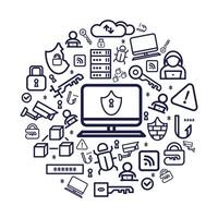 Cyber Security Outline Pattern vector