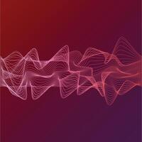 A vibrant, abstract image featuring a dynamic, flowing wave of interconnected lines in shades of pink and red against a deep purple gradient background. vector