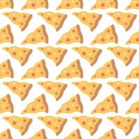 Seamless pizza pattern. Doodle pizza background. Fast food pattern vector