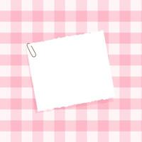 Cute background with pink checked background and torn paper vector