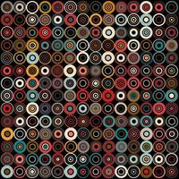 Abstract retro background with multi coloured circles pattern design vector