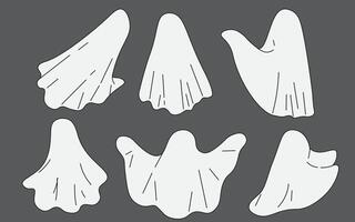 halloween retro ghosts set vector