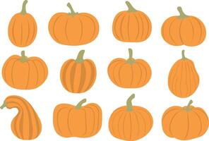 orange simple pumpkins shapes set vector