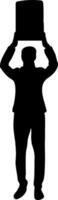 Man Holding a Poster Above Head Design Element vector