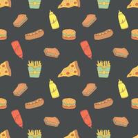 A pattern with fast food items on it vector