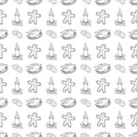 A seamless pattern with a gingerbread man and other items vector